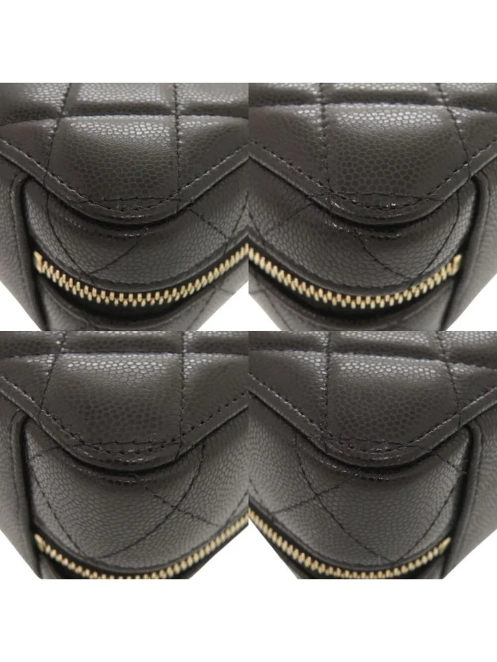 Chanel CC Logo Quilted Mini Camera Bag Caviar Leather Black Gold Chain